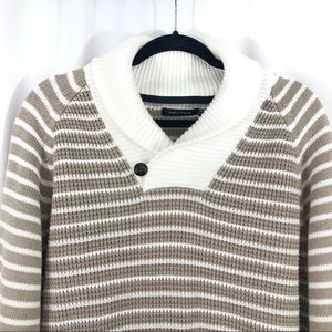 Nautica Men's Long Sleeve Striped Shawl Neck Sweat